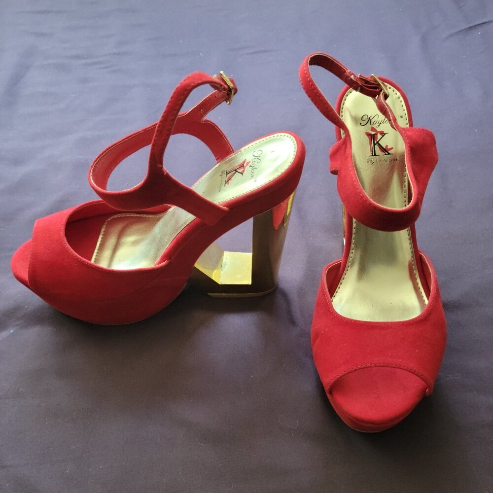 Red & Gold Kayleen by Los Angeles Platform Shoes / Heels